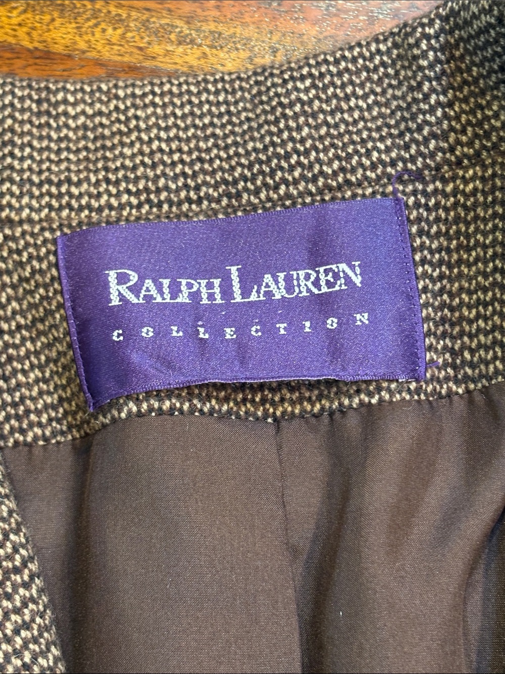 Vintage Ralph Lauren Collection 90s Brown Tweed Blazer Jacket Small / Medium - Picture 8 of 11